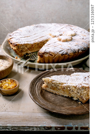 Homemade Tart Pastiera Napolitano With Powdered Sugar 125316097