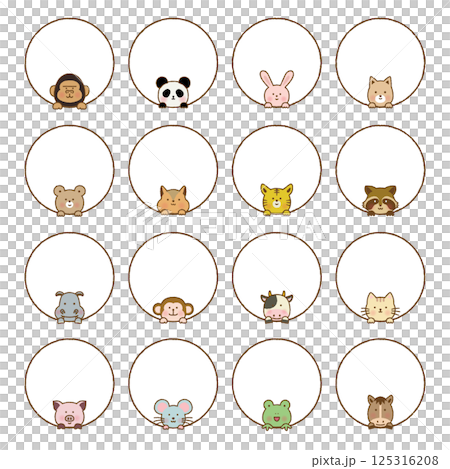 Round frame set of animals Round frame set of animals 125316208