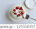 カットしたいちごのショートケーキ（横） 125316357