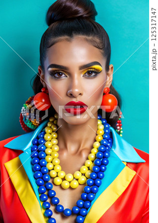 beautiful woman in carnival costume 125317147