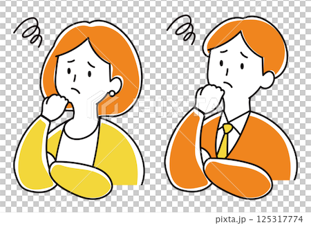 People in trouble: Illustration of a man and woman in a suit 125317774