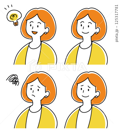 色々な表情のオフィスの女性のイラストセット	 125317781