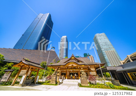 日本の東京都市景観　麻布台ヒルズや八幡神社などを望む 125317982