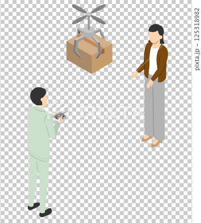 Radio-controlled propeller carrying luggage - isometric 125318982