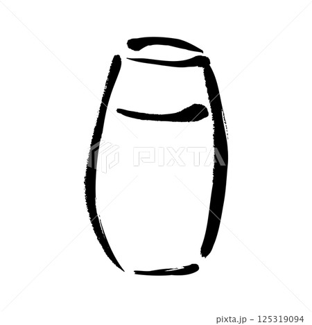 筆タッチのグラスに注がれた飲み物の手描きイラスト 125319094