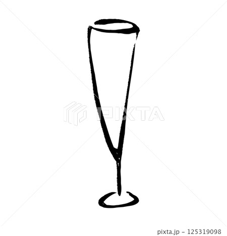 筆タッチのグラスの手描きイラスト 125319098