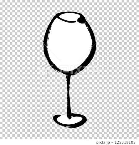 筆タッチのワイングラスの手描きイラスト 125319105