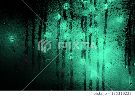 Background of misted glass. Christmas lights 125319225