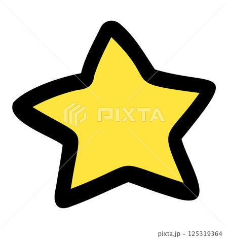 手描き風の黄色い星のベクターアイコン（線画・シンプル・イラスト素材)Yellow Star Icon 125319364