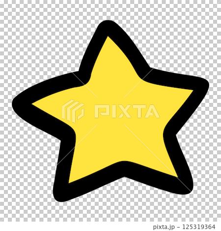 手描き風の黄色い星のベクターアイコン（線画・シンプル・イラスト素材)Yellow Star Icon 125319364