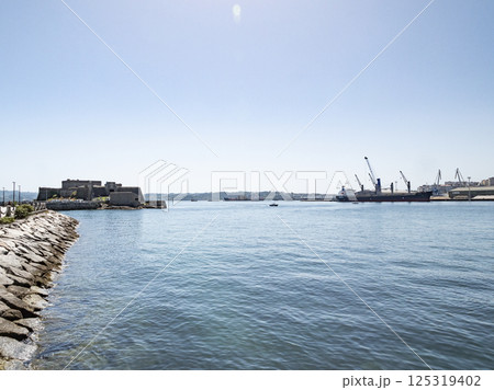 Castelo de San Anton guarding the harbour entrance of La Coruna in Spain 125319402