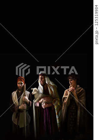 Shepherds came to worship the newborn Jesus Shepherds came to worship the newborn Jesus 125319984