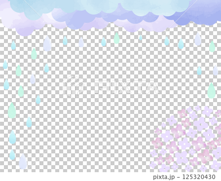 Rainy season image: Frame of hydrangea, rain and cloud drops 2 125320430