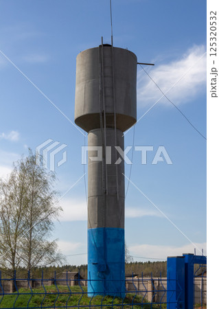 water tower in the village, central water supply in private area water tower in the village, central water supply in private area 125320532