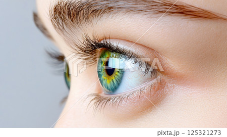 Female eye with laser vision correction, ophthalmology. 125321273