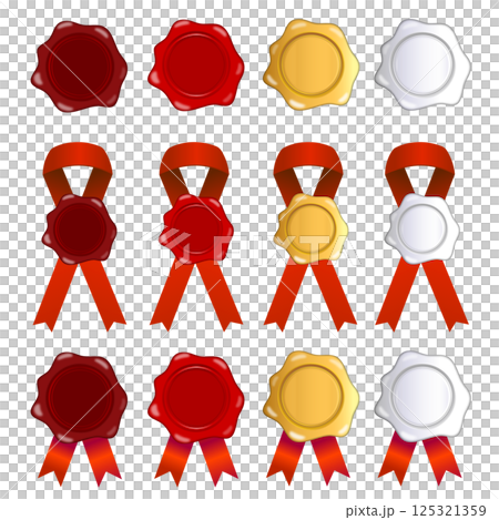 Sealing stamp and ribbon illustration set 125321359