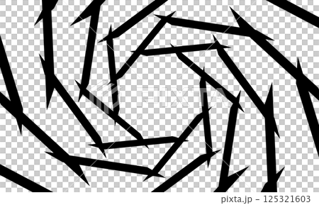 A frame made of overlapping spiky bars with an octagonal space in the center 125321603