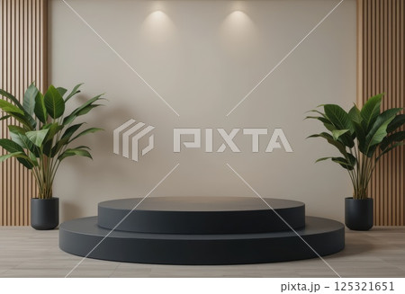 Clean and elegant light black podium perfect for showcasing products. Clean and elegant light black podium perfect for showcasing products. 125321651