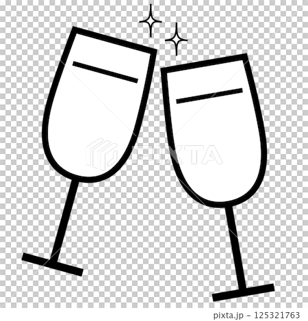 Toasting sparkling glass icon Toasting sparkling glass icon 125321763