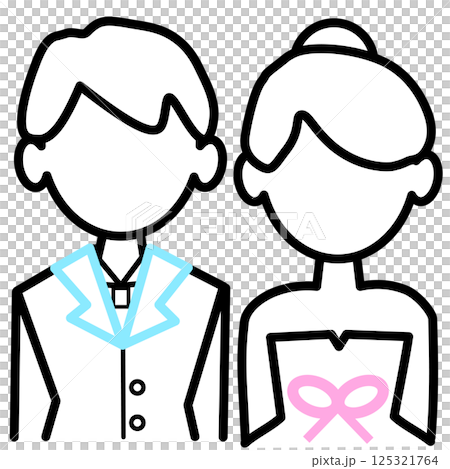 Three-color man and woman wedding icon Three-color man and woman wedding icon 125321764