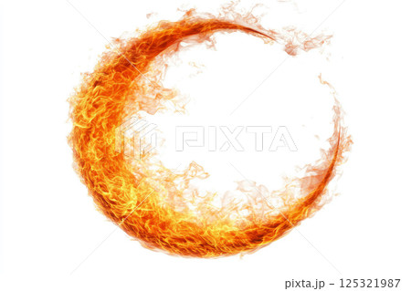 Circle fire flame isolated on white background. 125321987