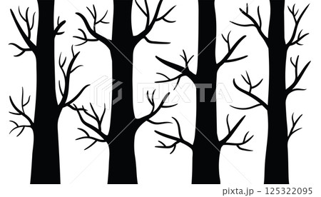 Bare trees stand in a row. Naked trees...のイラスト素材 [125322095] - PIXTA