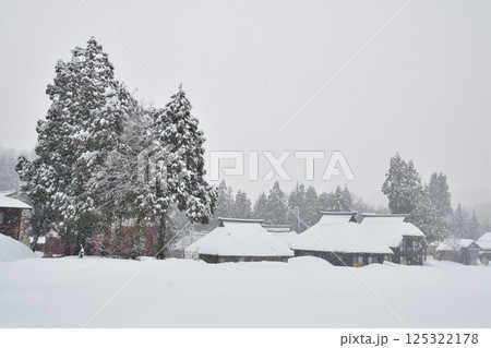 高柳かやぶき環状集落の雪景色(新潟県) 高柳かやぶき環状集落の雪景色(新潟県) 125322178