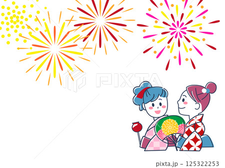 夏祭り・花火を見る浴衣の若い女性の壁紙素材 夏祭り・花火を見る浴衣の若い女性の壁紙素材 125322253