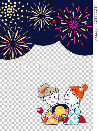 夏祭り・花火を見る浴衣の若い女性の壁紙素材 夏祭り・花火を見る浴衣の若い女性の壁紙素材 125322254