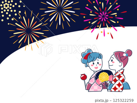 夏祭り・花火を見る浴衣の若い女性の壁紙素材 夏祭り・花火を見る浴衣の若い女性の壁紙素材 125322259
