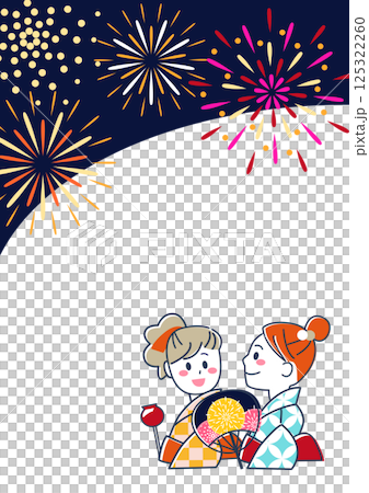 身穿浴衣的年輕女子觀賞夏日祭煙火的壁紙素材 身穿浴衣的年輕女子觀賞夏日祭煙火的壁紙素材 125322260