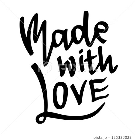 Made with Love. Hand Drawn Modern Lettering with Hearts Made with Love. Hand Drawn Modern Lettering with Hearts 125323022