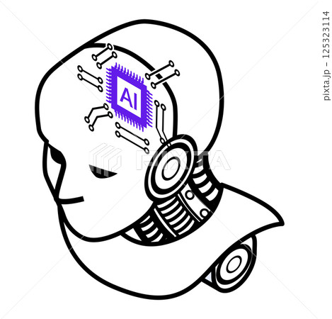 AIを搭載したロボットの頭部 アイソメトリック AIを搭載したロボットの頭部 アイソメトリック 125323114