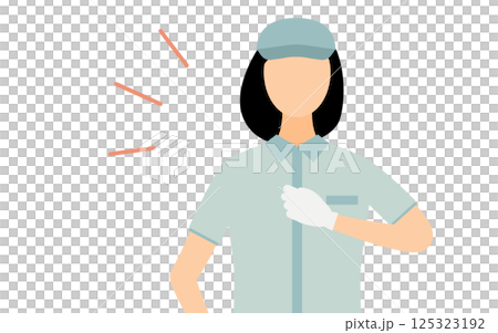 女工戴帽子打到胸部的簡單圖示 125323192