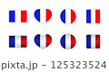 Blue, white and red, french tricolor flag and shape 125323524