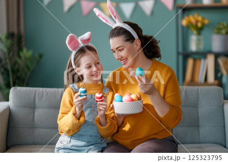 family preparing for Easter family preparing for Easter 125323795