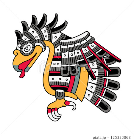 Aztec eagle, a sacred bird and symbol of strength and courage, a visual representation of the sun god Huitzilopochtli, and also the emblem of the most elite and respected warriors, the Eagle Warriors. Aztec eagle, a sacred bird and symbol of strength and courage, a visual representation of the sun god Huitzilopochtli, and also the emblem of the most elite and respected warriors, the Eagle Warriors. 125323868