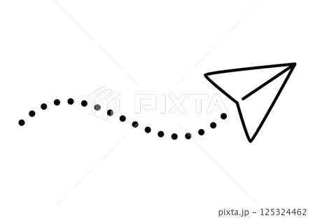 飛んでいる紙飛行機のイラスト　ベクター 125324462