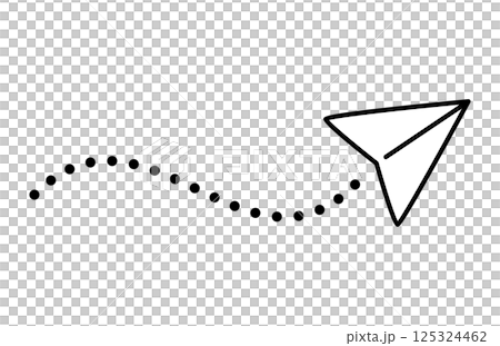 飛んでいる紙飛行機のイラスト　ベクター 125324462