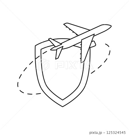 Airplane insurance icon. Air travel and tourism item. 125324545
