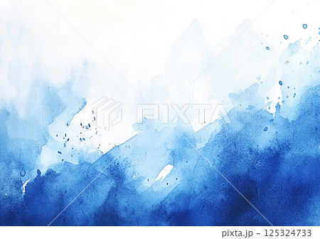水彩画　青色　絵の具　水　波　背景素材　generative ai 125324733