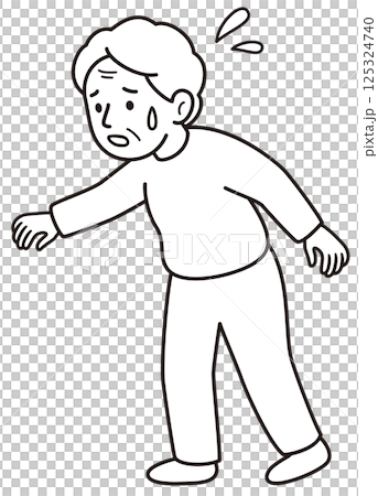 Monochrome line drawing vector illustration of an elderly woman who is in a hurry because she is losing her balance and about to fall Monochrome line drawing vector illustration of an elderly woman who is in a hurry because she is losing her balance and about to fall 125324740