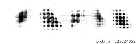Dotted halftone waves. Abstract shapes, wave effect dotted gradient. Halftone graphic dots waves. Wave dotted halftone. Vector 125324955