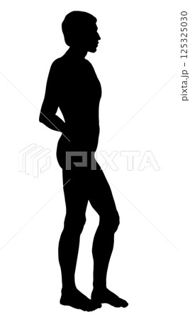 The male silhouette stands sideways. Vector drawing 125325030