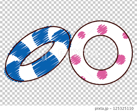 手書き風浮き輪のカラーイラスト 手書き風浮き輪のカラーイラスト 125325110
