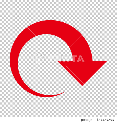 A simple curved red arrow on a white background 125325253