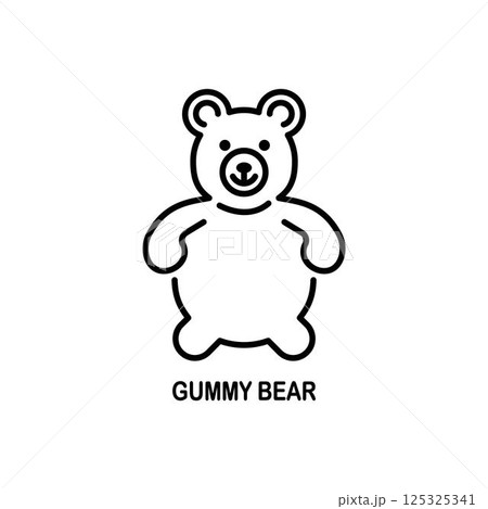 Gummy bear vector icon. Line sign of sweets. Editable stroke. 125325341