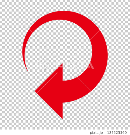 A simple curved red arrow on a white background 125325360