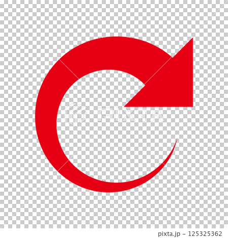 A simple curved red arrow on a white background 125325362