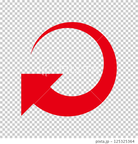 A simple curved red arrow on a white background 125325364